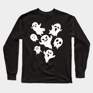 White Halloween Ghosts Long Sleeve T-Shirt